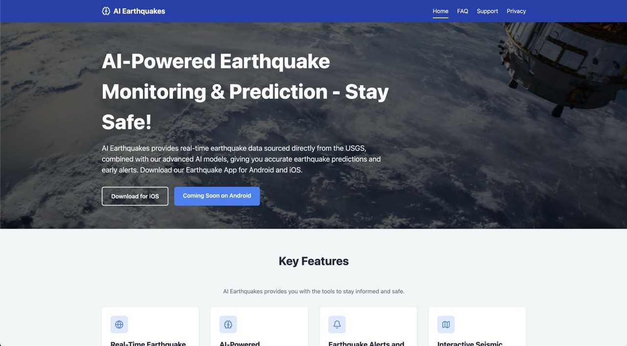 AI Earthquakes App Website